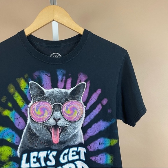Doma Let's Get Weird Cat Size Small Tie Dye Graphic Tee Shirt Hippie Funny - Picture 11 of 11